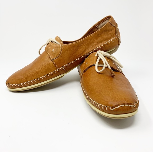 Pikolinos Brown Stitched Leather Tie Loafers Sz 41 - Picture 5 of 11